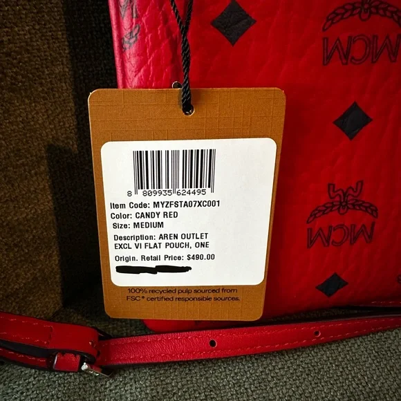 NEW Authentic MCM Crossbody Pouch in Visetos CANDY RED - Dustbag + Tags + COA - Picture 7 of 9